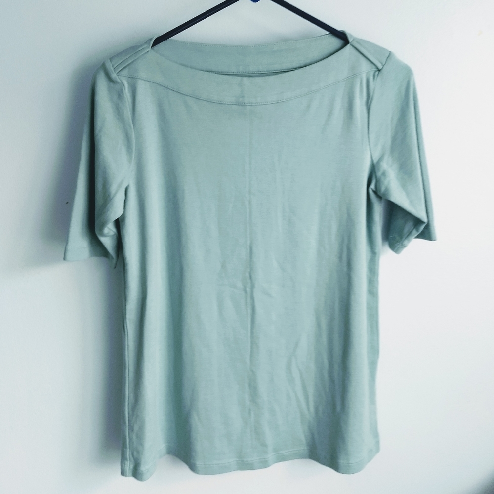 5/$30 J. Jill Boatneck Pale Blue-Green Tee